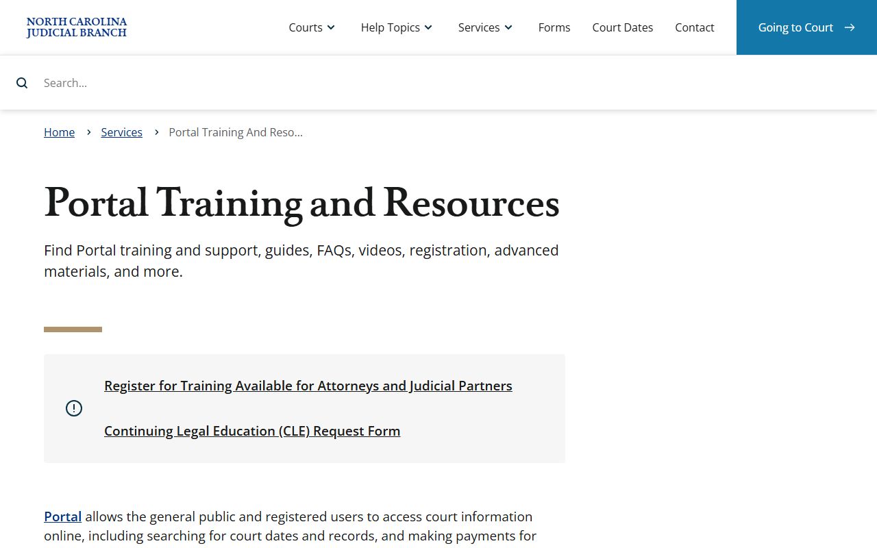 Cabarrus County court records eCourts Portal search training